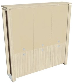 Vysoká skriňa Verno+ 200 x 46 x 210 cm, kombinované dvere, agát / vanilka