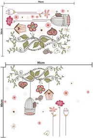 Samolepka na stenu "Kvety a Vtáky" 95x80 cm