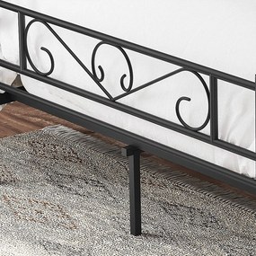 Kovový posteľový rám, 198 x 86,4 x 141,8 cm, čierny