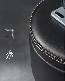 EKHO taburetka, odkladací stolík s úložným priestorom, syntetická koža, čierna