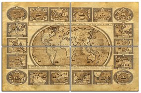 Obraz na plátne - Starodávna mapa sveta 1100C (150x100 cm)