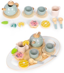 Detský drevený čajový servis 14 ks ECOTOYS