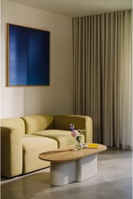 Béžový konferenčný stolík s doskou v dubovom dekore 50x115 cm Looi – noo.ma