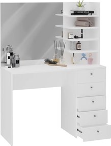 Kozmetický stolík so zrkadlom Marl,biely