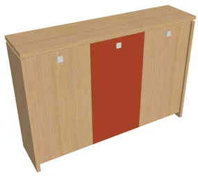 Stredná šatníková skriňa Verno 188 x 46 x 130 cm, kombinované dvere, dub svetlý / oranžová