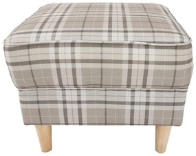 Kondela Kreslo, ušiak s taburetom, hnedé káro látka, ASTRID