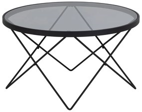 Čierny konferenčný stolík so sklenenou doskou ø 80 cm Cuxton – Actona