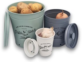 Zeller Present 2. akosť - Plechová dóza na cesnak, s vetraním, biela RETRO