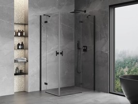 Mexen Mist-H Duo, 2-krídlový výklopný sprchový kút 95 x 115 cm, číre sklo, čierny profil, 8A5-095L-115P-70-00