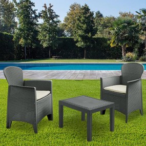 I.P.A.E-Progarden Záhradný set AKITA, 3-dielny, antracitová