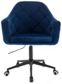 LuxuryForm Kreslo ANDORA VELUR na čierne podstave s kolieskami - modré