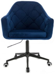 LuxuryForm DESIGN Kreslo ANDORA VELUR na čierne podstave s kolieskami - modré