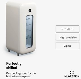 Klarstein Shirley 15 Uno, chladnička na víno, 15 fliaš, 5 - 20 °C, dotykové ovládanie, retro