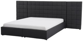 Čalúnená posteľ s úložným priestorom 160 x 200 cm sivá MILLAU Beliani
