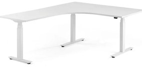 Výškovo nastaviteľný rohový stôl MODULUS, 1600x2000 mm, biela, biela