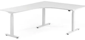 Výškovo nastaviteľný rohový stôl MODULUS, 1600x2000 mm, biela, biela