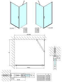 Polysan Polysan, Zoom Line obdĺžniková sprchová zástena 1000x800mm, L/P varianta, ZL1210ZL3280