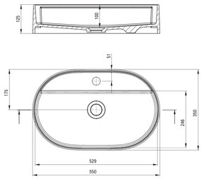 Deante Silia, granitové umývadlo na dosku 550x350x125mm, čierna matná, DEA-CQS_NU6B