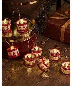 SIRIUS LED dekorativní řetěz, červené bubínky, 1,5m