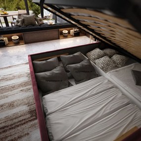 AMADEUS 160X200 MANŽELSKÁ POSTEĽ S ROŠTOM ZELENÁ ZAMATOVÁ LÁTKA