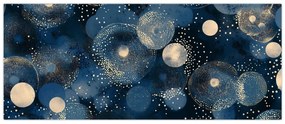 Obraz - Modro-zlaté krúžky (120x50 cm)