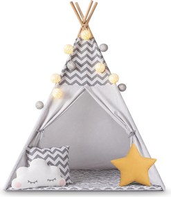 Detský stan Tepee so svetlom Nukido - sivý