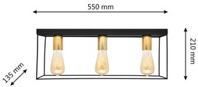 Stropné svietidlo FINN 3xE27/15W/230V čierna/zlatá