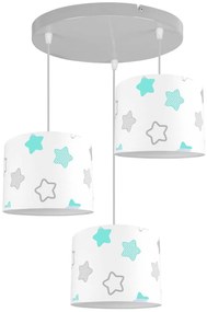 Detské závesné svietidlo Cone, 3x textilné tienidlo so vzorom (výber zo 6 farieb), (výber z 2 farieb konštrukcie), o