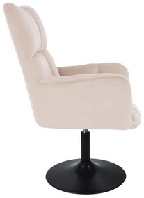 LuxuryForm DESIGN Kreslo AURORA VELUR na čiernom tanieri - krémové
