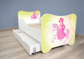 TOP BEDS Detská posteľ Happy Kitty 140x70 Princezná na koni so zásuvkou