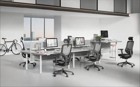 Kancelárska ergonomická stolička ATOMIC — sieť / látka, čierna, nosnosť 130 kg