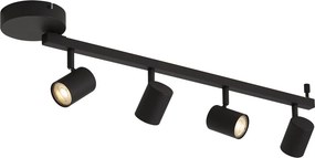Moderný čierny 4-svetelný stropný bod GU10 50mm vrátane podsvietenia a 3-cestného vypínača - Back Up