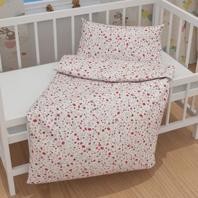 Biante Detské bavlnené posteľné obliečky do postieľky Sandra SA-719 Červeno-béžové drobné kvietky na bielom Do postieľky 100x135 a 40x60 cm