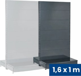 Predajný regál obojstranný, plné steny, 1600 x 1000 x 900 mm, prídavný, antracit