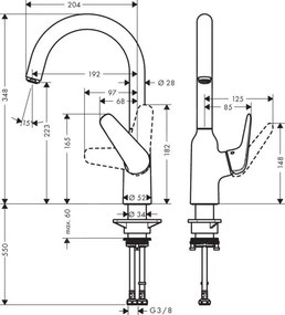 Hansgrohe Focus M42, drezová batéria M421-H220, chrómová, HAN-71802000