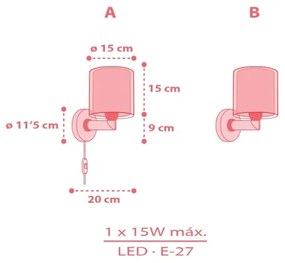 Dalber 41199 - Detská nástenná lampa RAINBOW 1xE27/15W/230V pestrofarebná