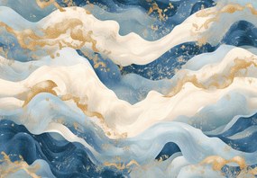 Fototapeta - Modré vlny so zlatom (147x102 cm)