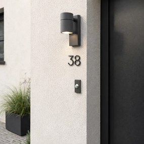 Vonkajšia nástenná lampa antracit IP44 so senzorom súmraku - Solo