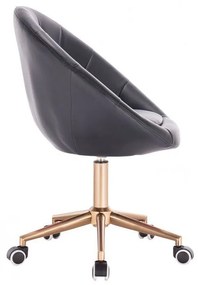 LuxuryForm DESIGN Kreslo VERA na zlaté podstave s kolieskami - čierne