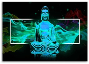 Obraz na plátně Meditující Buddha Zen Tyrkysová - 100x70 cm