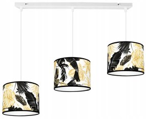 Závesné svietidlo Gold Flowers, 3x biele textilné tienidlo s kvetinovým vzorom, (výber z 2 farieb konštrukcie)