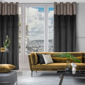 Dekorstudio Zamatový záves AGNES s elegantnou potlačou v čiernej farbe