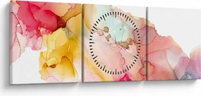 Obraz - Atramentová abstrakcia (s hodinami) (90x30 cm)