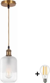 BRILAGI - LED luster na lanku RETRO GLASS 1xE27/60W/230V pr. 14 cm zlatá/biela