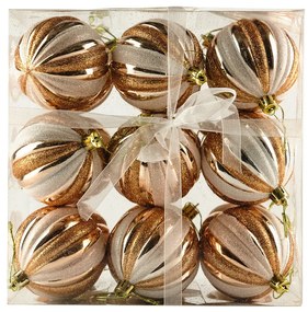 DECOLED Sada ozdob, prům. 7 cm, šampaň+bílá