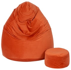 JAKS Sedací vak s podnožkou tehlový velúr