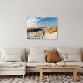 Sklenený obraz - Piesočná pláž na ostrove Langeoog, Nemecko (70x50 cm)