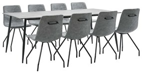 vidaXL 9-dielna jedálenská súprava tmavošedá umelá koža