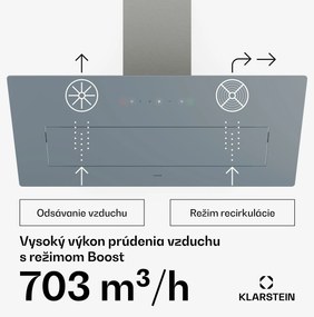 Klarstein SleekAir digestor, A+++, 717 m³/h, dotykové ovládanie, 90 cm