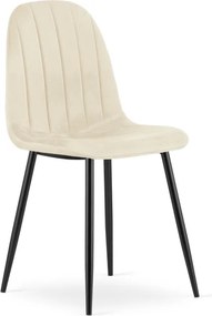 Set troch jedálenských stoličiek PADVA zamatové béžové / čierne nohy (3 ks)